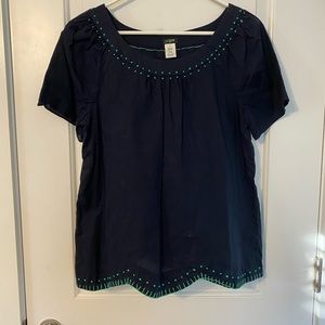 Navy with green stitch detail shirt J.Crew